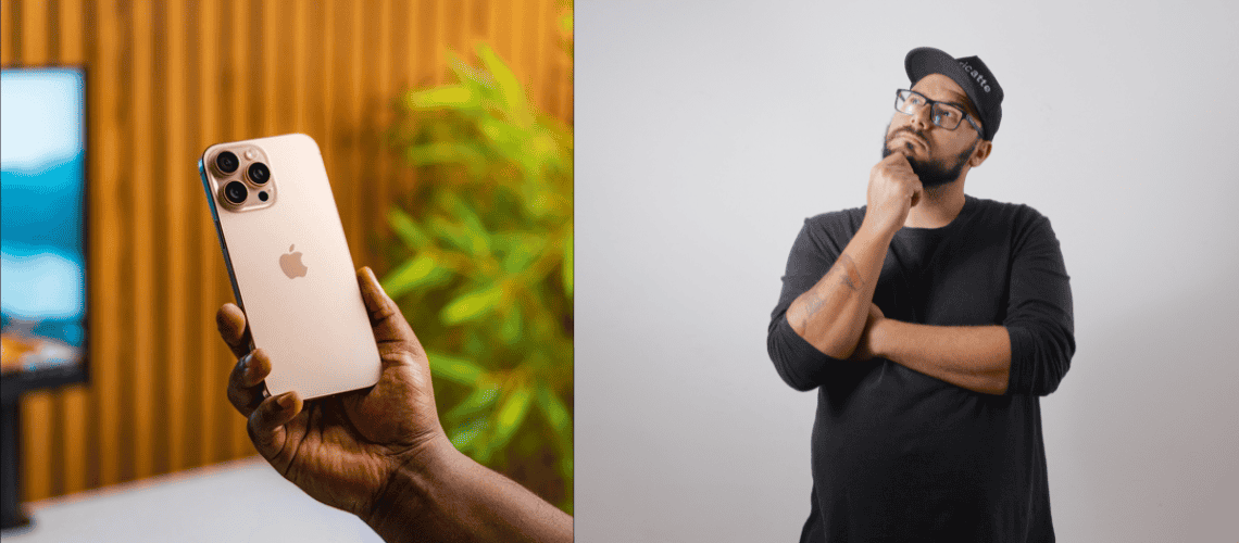 Man thinking about iPhone 16 Pro Max purchase decision