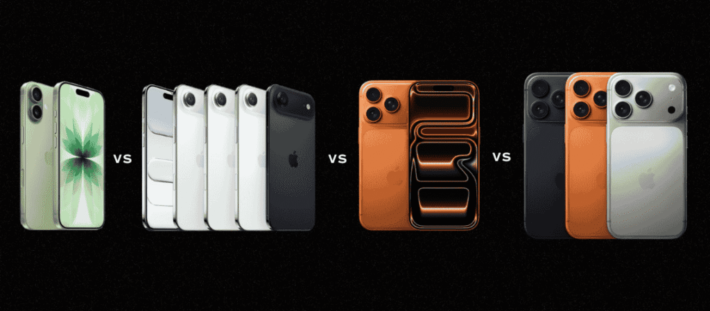 iPhone 17 vs 17 Air vs 17 Pro vs 17 Pro Max comparison side by side